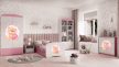 Babydreams gyerekágy macis-pillangós dizájnnal, méret: 140x70, szín: rózsaszín, matraccal, ágyneműtartóval